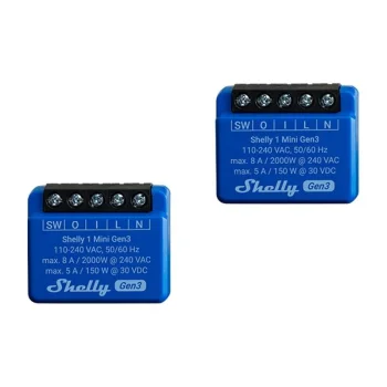 Išmanieji valdikliai Shelly 1 Mini Gen3 (2 vnt. rinkinys), WiFi/BLE