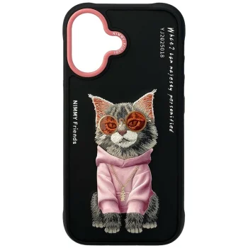 Nimmy Glasses Cool Cat dėklas telefonui iPhone 17, juodas