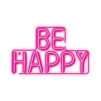 Neolia BE HAPPY LED neoninis ženklas, rožinis