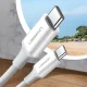 Ugreen USB-C į USB-C laidas 1m, PD QC AFC, 60W, Baltas