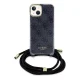 Guess dėklas iPhone 15 / 14 / 13 su virvele Crossbody Cord 4G Print, juodas