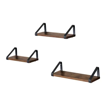 Leobert Loft Set of 3 Hanging Shelves, Brown/Black