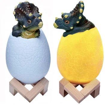 Vaikų naktinė RGB LED lemputė Triceratops dinozauro kiaušinis