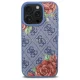 Guess 4G Flowers Print MagSafe dėklas telefonui iPhone 16 Pro Max 6.9\", mėlynas