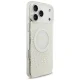 „Guess“ IML Flowers Allover MagSafe dėklas iPhone 18 Pro Max / 17 Pro Max su perlų dirželiu, baltas