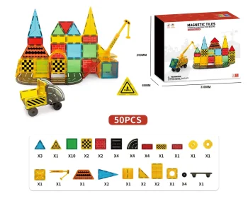 Magnetic 3D Building Blocks, 50 Pieces
