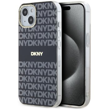 DKNY dėklas iPhone 15 Plus telefonui IML Mono & Stripe MagSafe, juodas