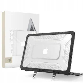 Nešiojamojo kompiuterio dėklas Tech-Protect Kevlar Pro, skirtas MacBook Neo 13 (2026), Matte Black Clear