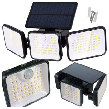 Izoxis soliarinis sodo šviestuvas su 180 LED, judesio ir sutemų jutikliu, IP65, juodas
