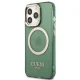 Apple iPhone 13 Pro 6.1\'\' Guess Gold Outline Translucent MagSafe Case Cover (GUHMP13LHTCMA), Green