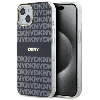 DKNY IML Mono & Stripe MagSafe dėklas iPhone 15 / 14 / 13, juodas