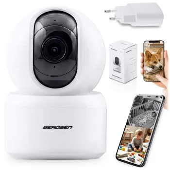 Berdsen BD-940 3MP sukiojama IP kamera ir kūdikio monitorius, balta