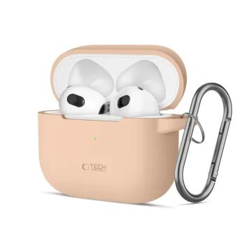 Tech-Protect Silicone Hook dėklas Apple AirPods 3 ausinėms, smėlinis