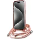 Karl Lagerfeld dėklas iPhone 15 Pro Max su virvele Crossbody Monogram, rožinis