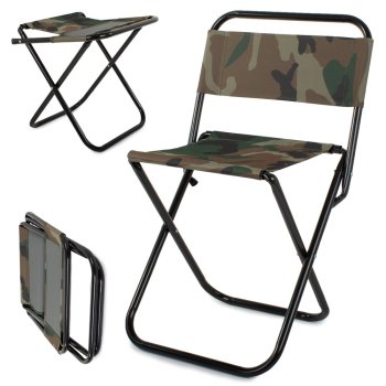 Folding Camping and Fishing Chair with Backrest, Camouflage