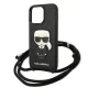 Karl Lagerfeld Leather Monogram Patch and Cord dėklas iPhone 13 Pro / 13, juodas