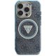 Guess IML Metal Glitter 4G MagSafe dėklas, skirtas iPhone 16 Pro, mėlynas