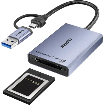 Benfei USB-C / USB-A to CFexpress Type B kortelių skaitytuvas, pilkas