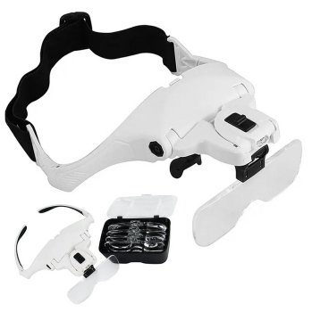 Headband Magnifying Glasses with LED Light DA351, White