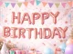 Folinių balionų girlianda Happy Birthday, 13 vnt., rožinė