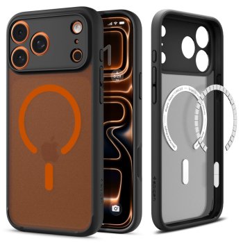 Spigen Ultra Hybrid MagSafe dėklas iPhone 17 Pro - juodas / oranžinis