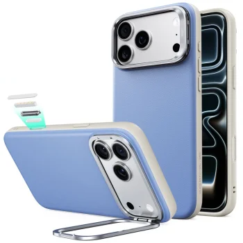 Dėklas ESR Atelier Kickstand MagSafe skirtas iPhone 18 Pro / 17 Pro, šviesiai mėlynas