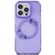 Guess IML Flowers Wreath MagSafe dėklas iPhone 16 Pro telefonui, violetinis