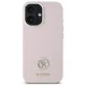 Guess Silicone Logo Strass 4G dėklas, skirtas iPhone 16, šviesiai rožinis