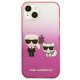 Karl Lagerfeld Gradient Ikonik Karl&Choupette dėklas iPhone 13 mini, rožinis
