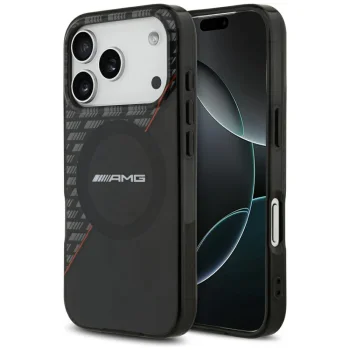 Mercedes AMG IML Double Layer Rhombs MagSafe dėklas iPhone 18 Pro / 17 Pro, juodas ir raudonas