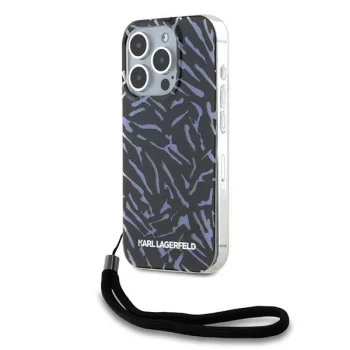 Karl Lagerfeld dėklas iPhone 15 Pro Max telefonui IML Zebra Pattern & Cord, violetinis