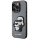 Karl Lagerfeld Saffiano Karl & Choupette dėklas, skirtas Apple iPhone 14 Pro, sidabrinis