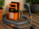 Nešiojamas elektrinis kempingo dušas su USB siurbliu, oranžinis/pilkas