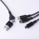 Maxlife All-in-1 laidas USB/USB-C į Lightning ir 2x USB-C 66W 1m juodas