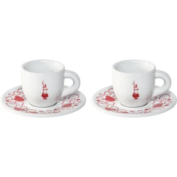 Kavos puodelių su lėkštutėmis rinkinys Bialetti Moka Heart, 2 vnt.