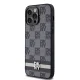 DKNY Leather Checkered Mono Pattern dėklas iPhone 14 Pro Max telefonui, juodas