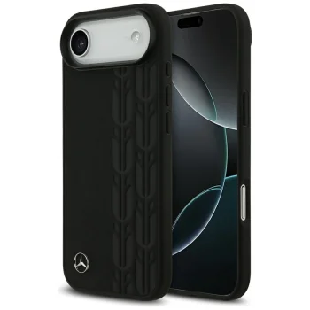 Mercedes Leather Laurel Leaves MagSafe dėklas iPhone Air, juodas