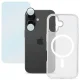 Apsaugos rinkinys 3-in-1 Roobix iPhone 17 su MagSafe dėklu, stiklu ir kameros apsauga, skaidrus