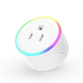 Išmanusis Tuya Wi-Fi lizdas su RGB LED apšvietimu, US kištukas, baltas