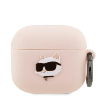 Karl Lagerfeld Silicone Choupette Head 3D Case for AirPods 3, Pink