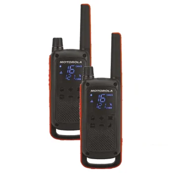 Motorola Talkabout T82 nešiojamosios radijo stotelės su įkrovikliu, 2 vnt., geltonos
