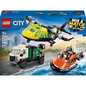 LEGO City 60505 lėktuvo, techninės pagalbos sunkvežimio ir laivo su oro pagalve rinkinys