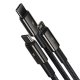 Baseus Tungsten 3in1 Data Charging Cable USB Type C / Apple iPhone Lightning / Micro USB, 3.5A, 1.5m