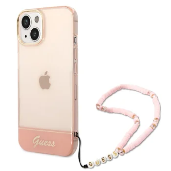 Guess Translucent Pearl Strap Case for iPhone 14 Plus - Pink