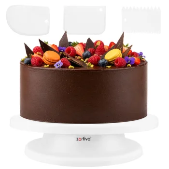 Besisukantis tortų stovas Ruhhy 28 cm su 3 mentelėmis, baltas