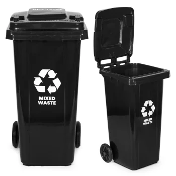 Multistore 120L Trash Bin, Black