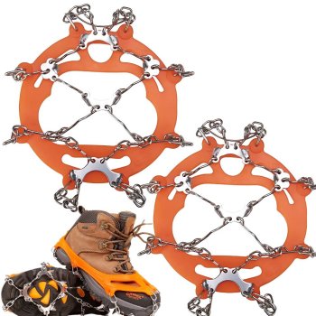 Ice Cleats for Shoes and Boots, Anti-Slip Traction Grips for Hiking, 36-40, Orange