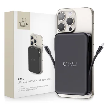 Tech-Protect LifeMag PB31 MagSafe išorinė baterija 10000mAh 15W, juoda