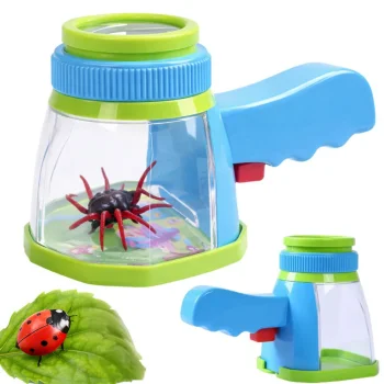 Bug Viewer Magnifier Jar for Insect Observation 5x with Toy Bug, Blue-Green