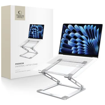Sulankstomas nešiojamojo kompiuterio stovas Tech-Protect ULS400 iki 17", sidabrinis
